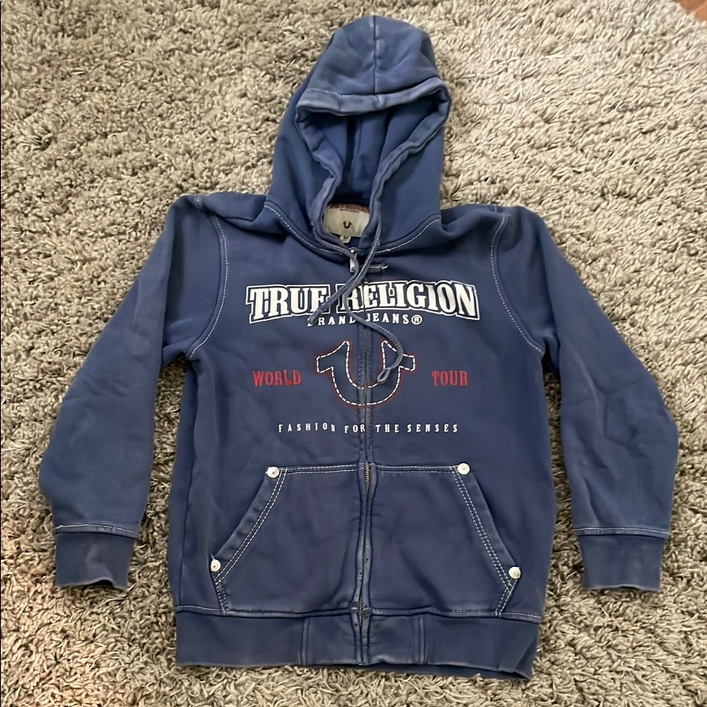 True Religion Vintage Zip-Up Hoodie Sweatshirt